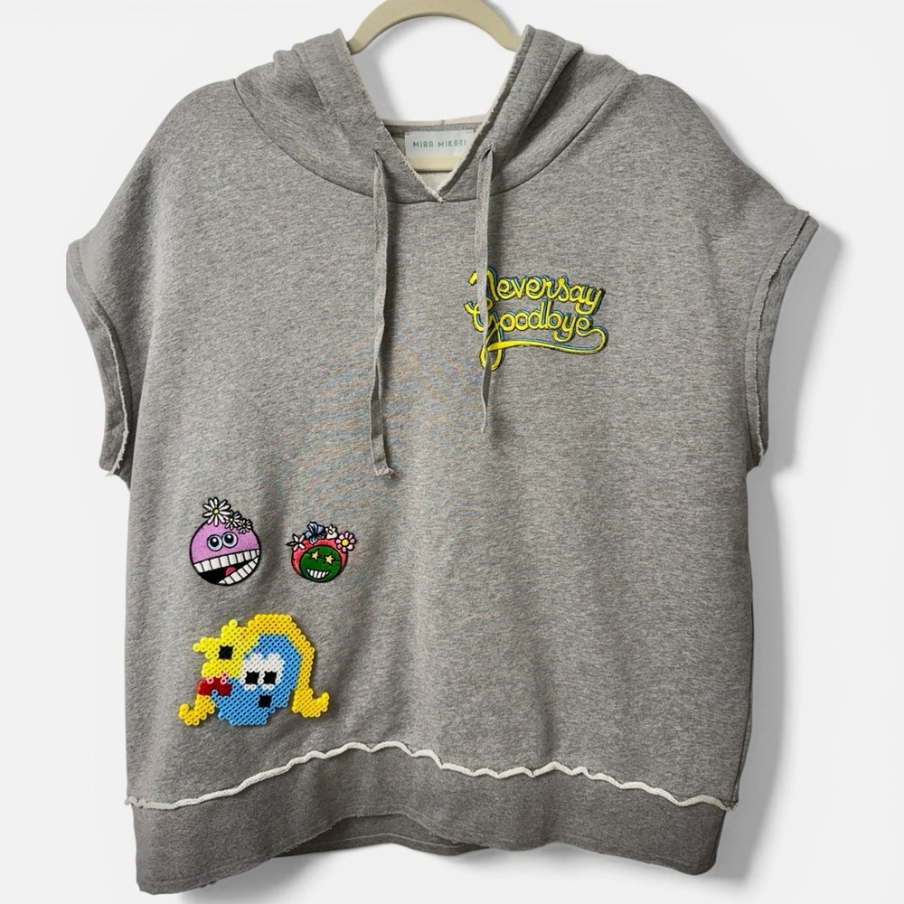 Mira Mikati Never Grow Up Sleeveless Gray Hoodie Size Small Retail $480